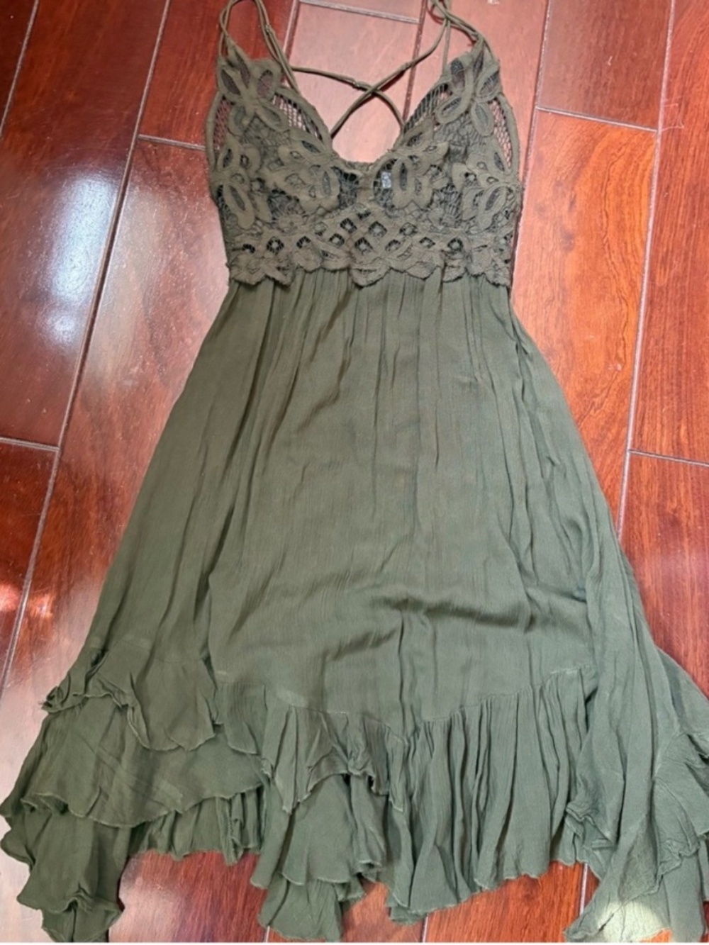 Free People Adella slip dress in Olive Green